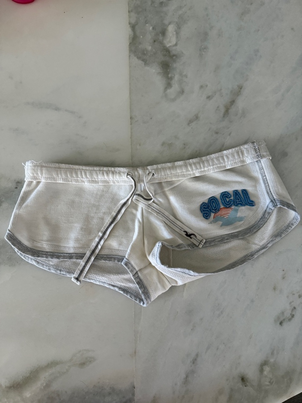 Hollister White Women’s 'SoCal' Lounge Shorts with Blue Patch